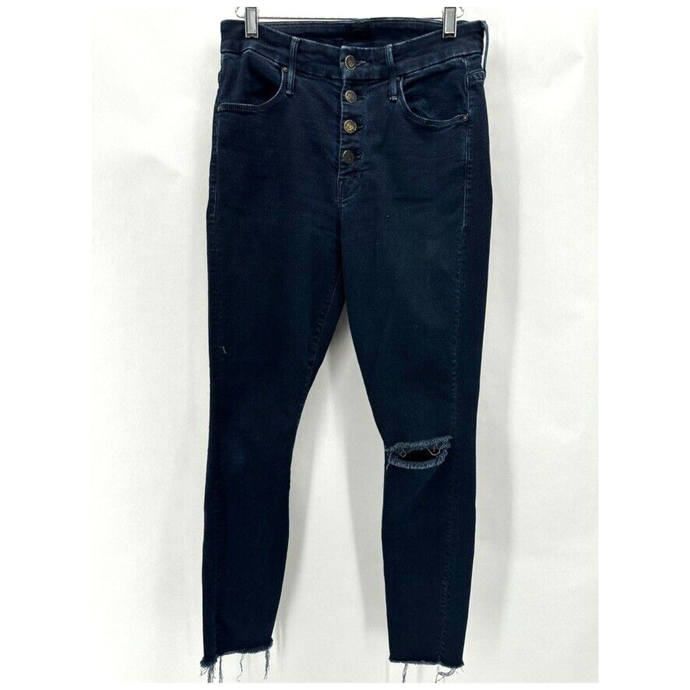 Mother Denim The Pixie Ankle‎ Fray Jeans Size 27 Navy Distressed Classic Retro